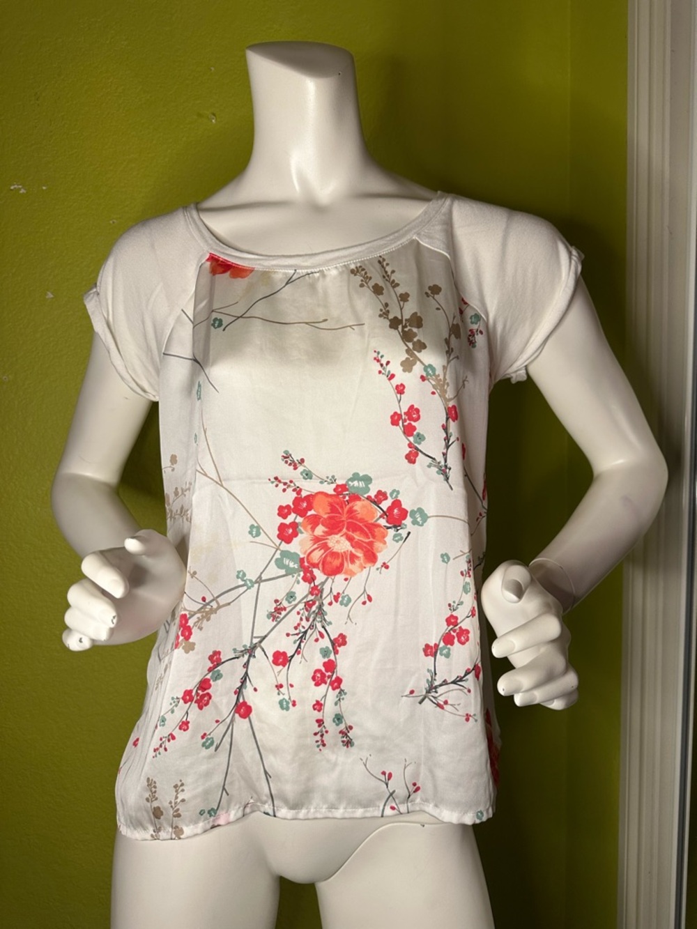 Apt. 9 White/Hot Pink/Blue Two Fabric T-shirt